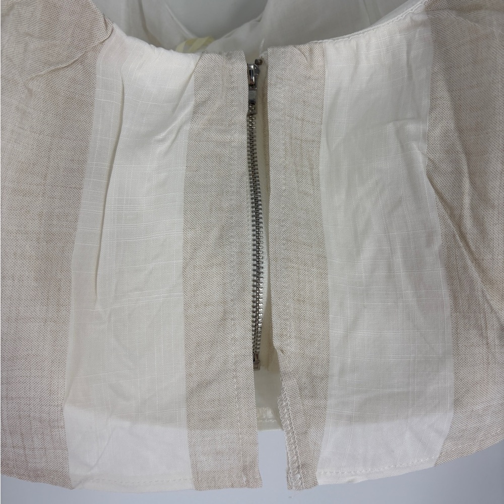 The Clothing Company White/Beige Stripes Off The Shoulder Flowy Crop Top Size M - Picture 6 of 6